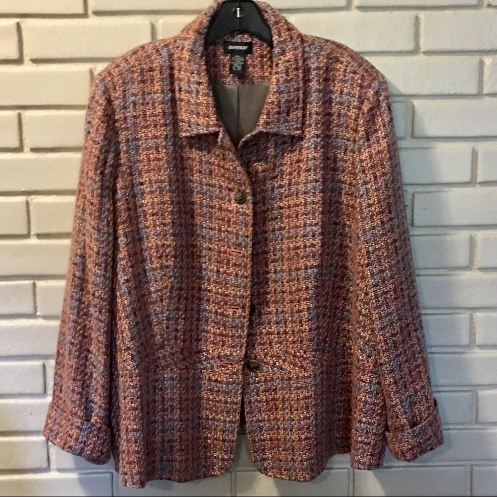 Avenue Lined Tweed Blazer Multi-Colored Size 26/28